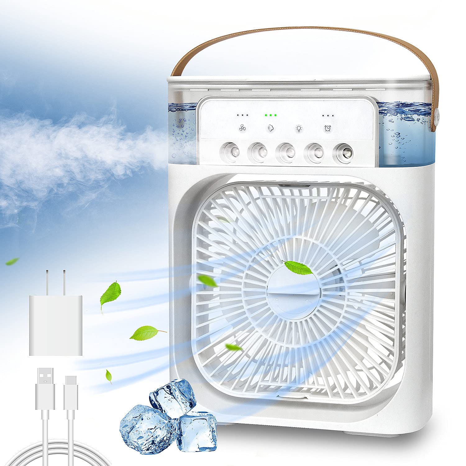 Personal Air Cooler, USB Powered Mini Desktop Cooling Misting Fan, 1 | 2 | 3 Timer with 3 Speeds