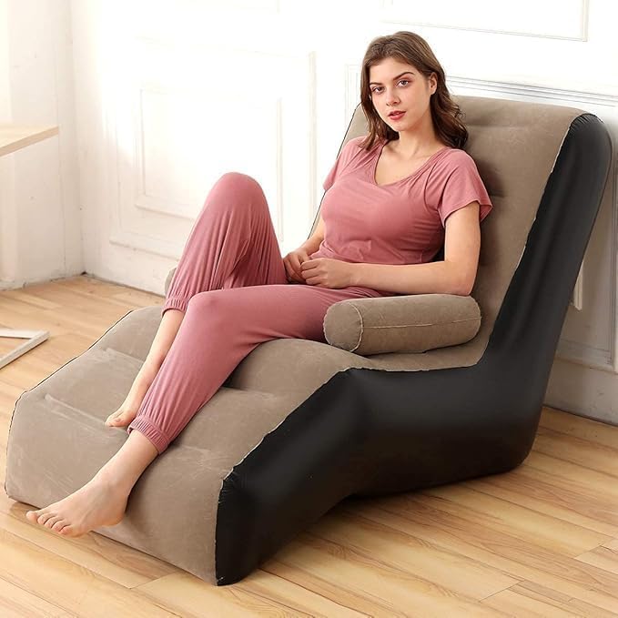 Air Sofa Set Recliner with 2 in 1 Electric Pump Portable Plush Air Lounge Chair for Home Office Beach Travel and Camping Relaxation Style Combined with in Pump (with Pump)