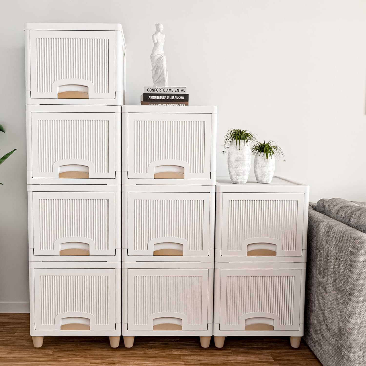Plastic Storage Cabinet Cupboard (White, 4XL)